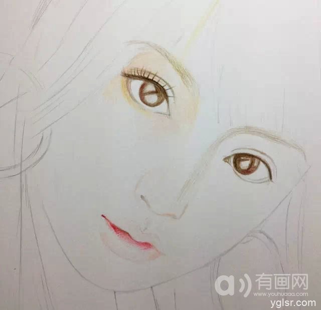 彩铅人物画——手绘大明星美女教程步骤图示