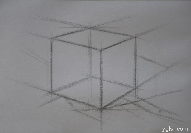 素描几何体六面正方体绘画方法步骤
