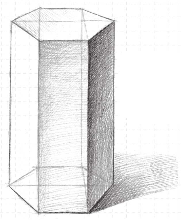素描六棱柱的结构画法和素描步骤