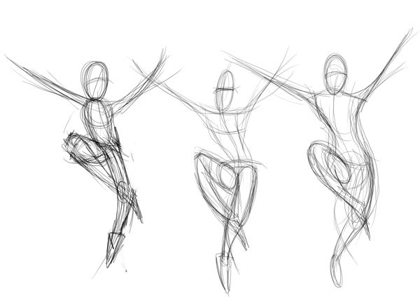 如何用手势绘图画出人体各种不同动态的姿势
