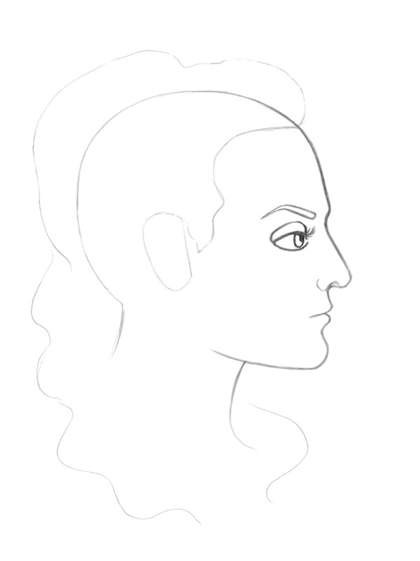 用铅笔画中世纪风格的女性头像，这个画头的方式有意思