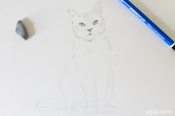 如何在纸上画出一只猫 小花猫